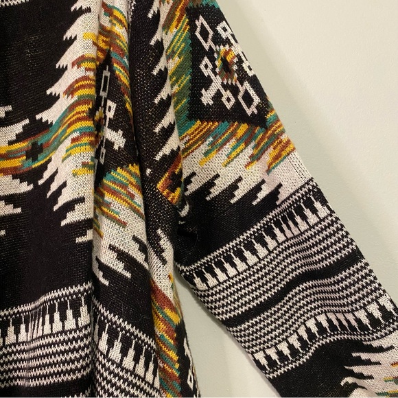 Ruff Hewn Aztec Draped Cardigan, Black/Ivory/Multi, Size Small - Picture 8 of 14